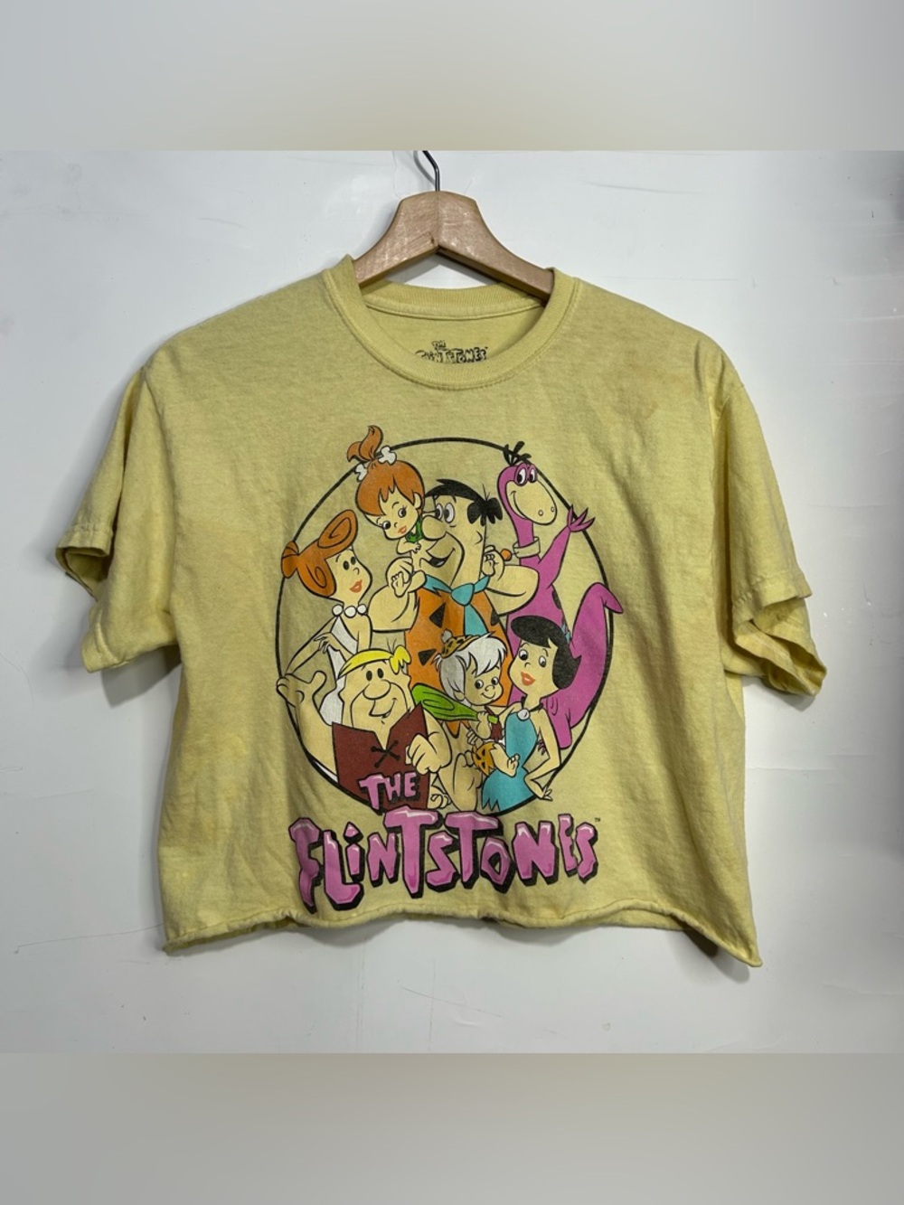 5 for $25🔥The Flintstones Yellow‎ Cropped T-Shirt Medium